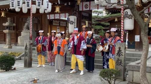 櫛田神社での撮影風景